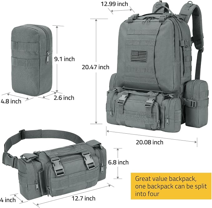 CVLIFE Tactical Backpack Military Army Rucksack 60L Large Assault Pack - Image 2