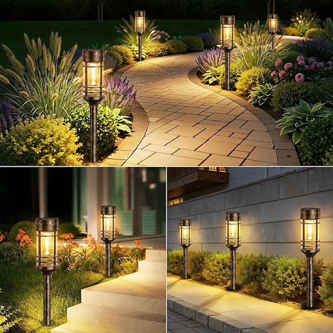 LETMY 4 Pack Brown Solar Pathway Lights Outdoor, Bright Solar Lights Outdoor - Image 8