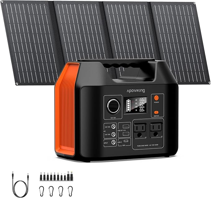 Solar Powered Generator, 300W Portable Power Station by Apowking