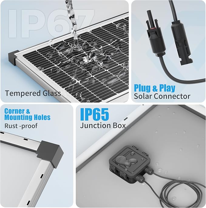 Voltset Solar Panel Charger Kit: 100W 12V Solar Panel - Image 2