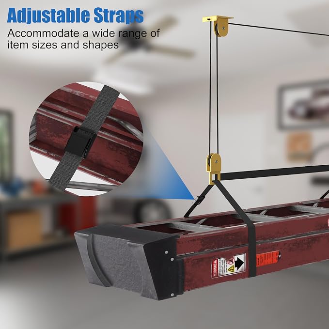 TRUSOON Ladder Storage Pulley Hoist, Self Locking Function Ladder Hanger - Image 4