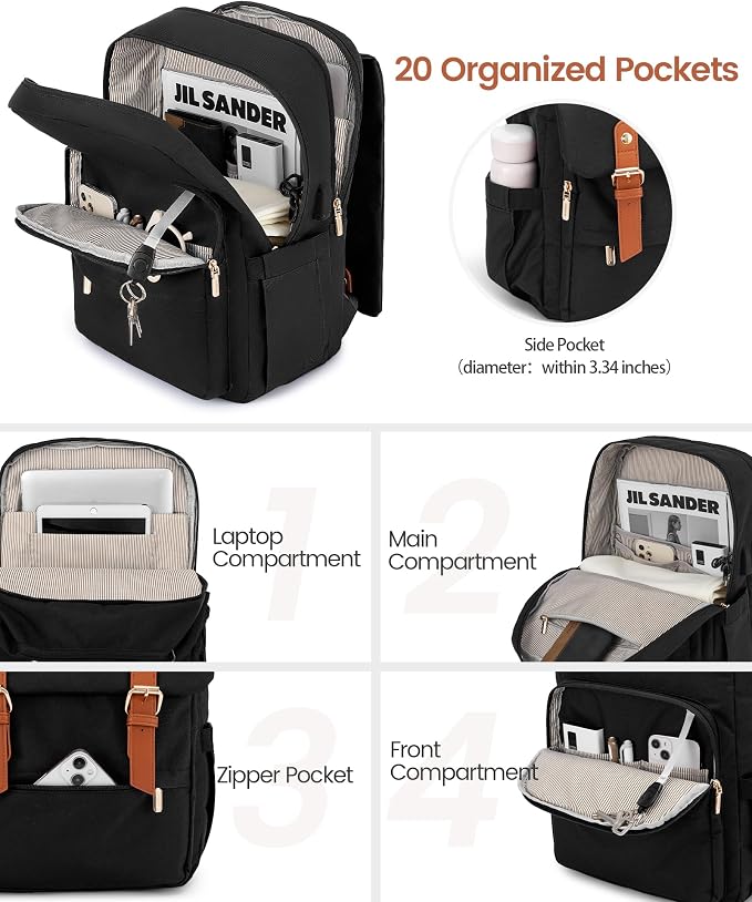 LOVEVOOK Laptop Backpack Purse for Women Vintage Travel Computer Backpack - Image 2