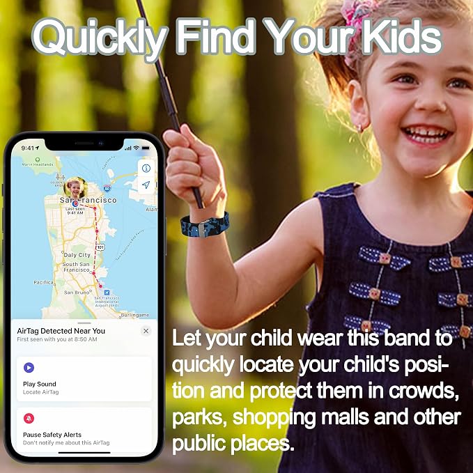 2 Pack Waterproof Bracelet for AirTag Kids, Hidden Printed Wristband for Apple - Image 4