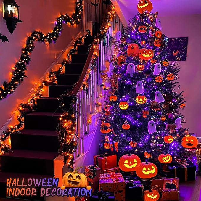 JMEXSUSS Halloween Decoration Lights, 200 LED Orange Purple Halloween Lights - Image 4