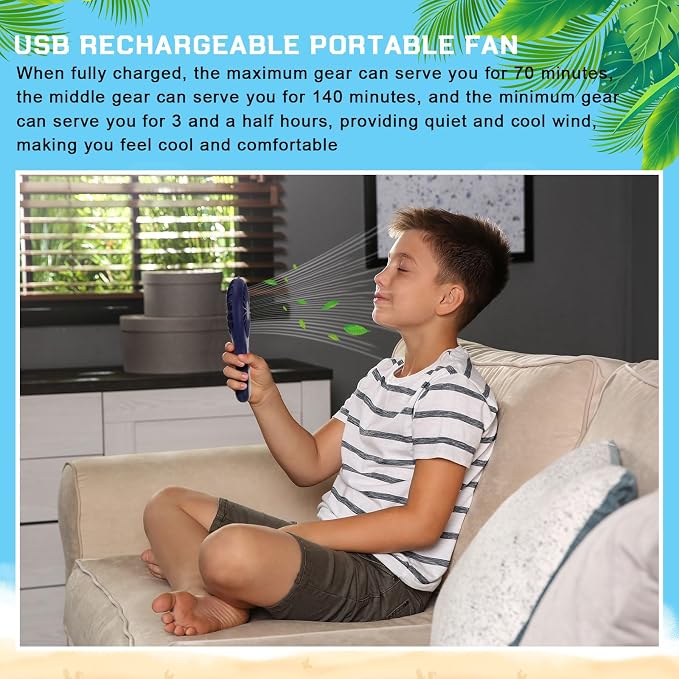 Woanger 12 Pcs Mini Handheld Fan Bulk 3 Speed USB Electric Battery Operated - Image 6