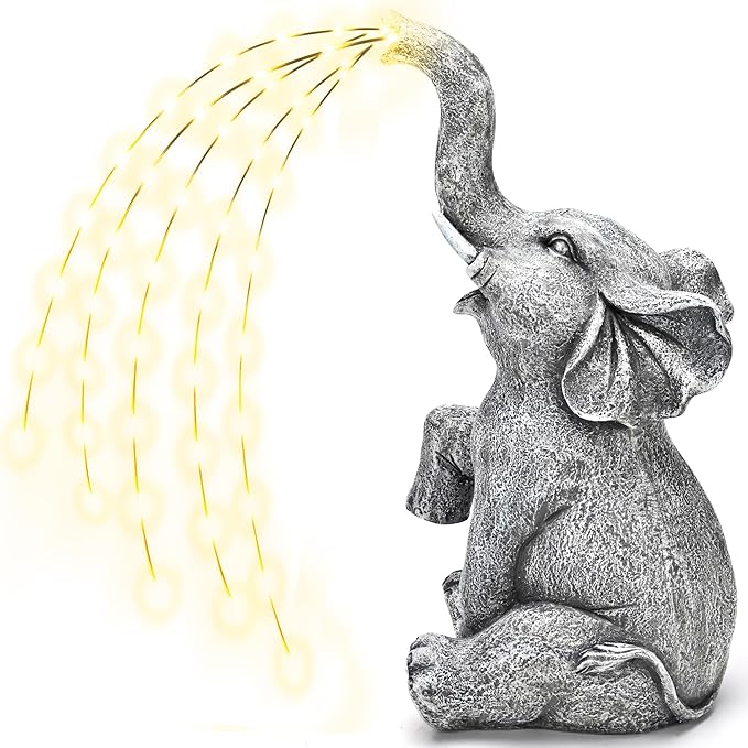 GIGALUMI Solar Garden Decor Upgraded Elephant Statues Outdoor, Birthday Gifts by GIGALUMI