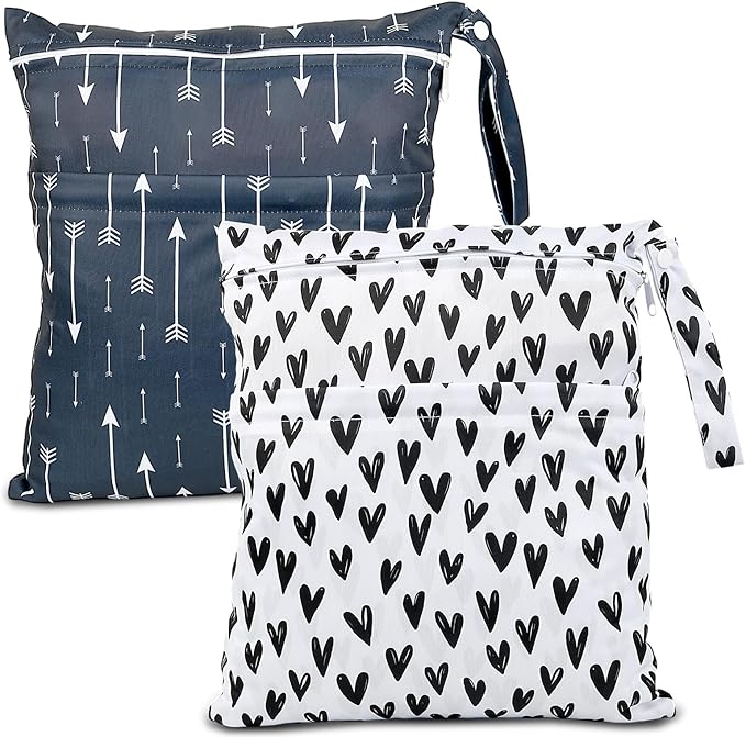 2pcs Cloth Diaper Wet Dry Bags Waterproof Reusable by Welcometoeaxin