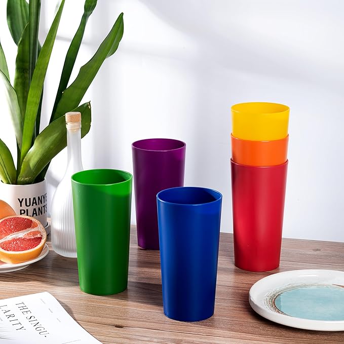 26-ounce Plastic Drinking Glasses Stackable Tumblers Water Cups Mixed Drinkware - Image 3