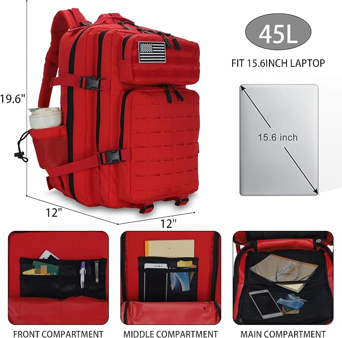 Sparklekle Military Tactical Backpack 45L 3 Day Assault Pack Waterproof Molle - Image 2