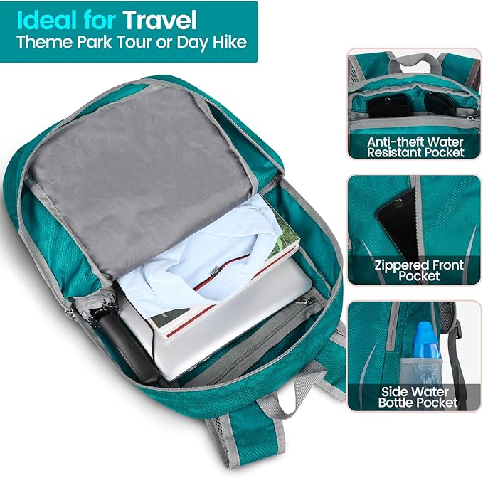 ZOMAKE Ultra Lightweight Packable Backpack 25L, Foldable Hiking Backpacks Water - Image 3
