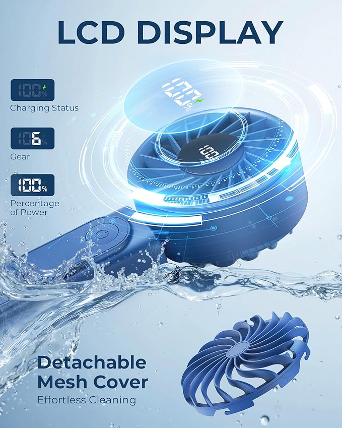 Handheld Fan, Portable Fan, 4000mAh Rechargeable Personal Fan, 180° Foldable - Image 5