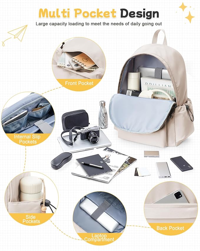 BJLFS Large White Backpack for Women Men, Gym Backpack for Women Foldable - Image 3