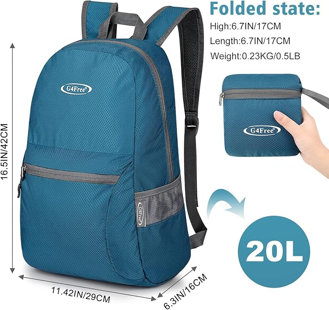 G4Free 20L Lightweight Packable Backpack Travel Hiking Daypack Foldable Backpack - Image 2