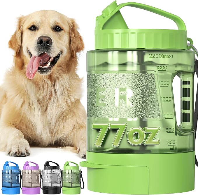 Portable Dog Travel Water Bottle, 77oz Large Portable Dog Water Bowl Dispenser by lesotcbrand