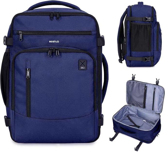ECOHUB 17" Small Travel Backpack, United Airlines Personal Item Bag 17x10x9 by ECOHUB
