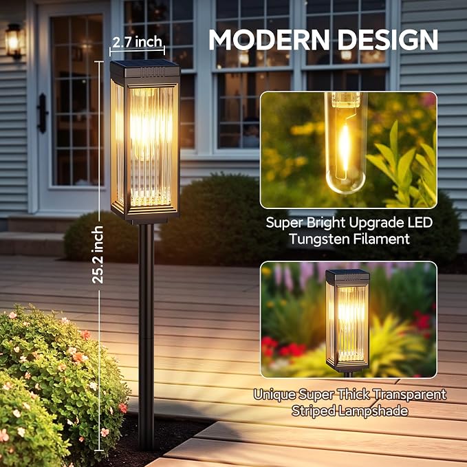 ELECLINK Solar Pathway Lights Outdoor, 8 Pack Upgraded Solar Lights Outdoor - Image 2
