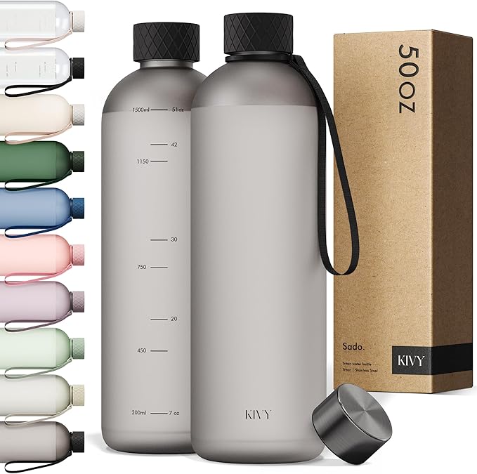 KIVY Large Water Bottle 50oz Fits Backpack & Cupholder by KIVY