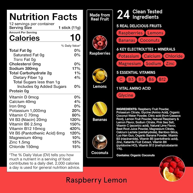 DryWater Electrolyte Powder Packets, Raspberry Lemon - Image 6