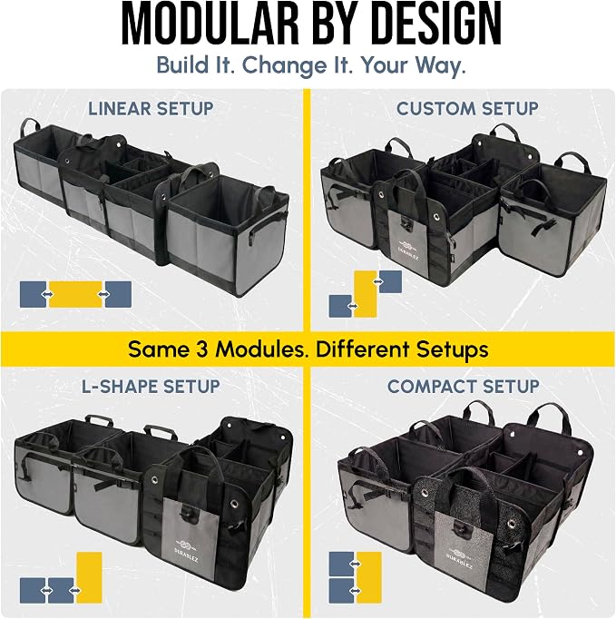 Modular 4-Section XL Trunk Organizer – Car Storage - Image 2
