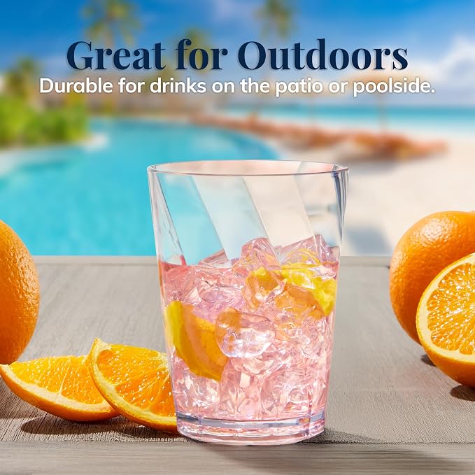 US Acrylic Optix Plastic Reusable Drinking Glasses 14oz Rocks Cups in Clear | - Image 7