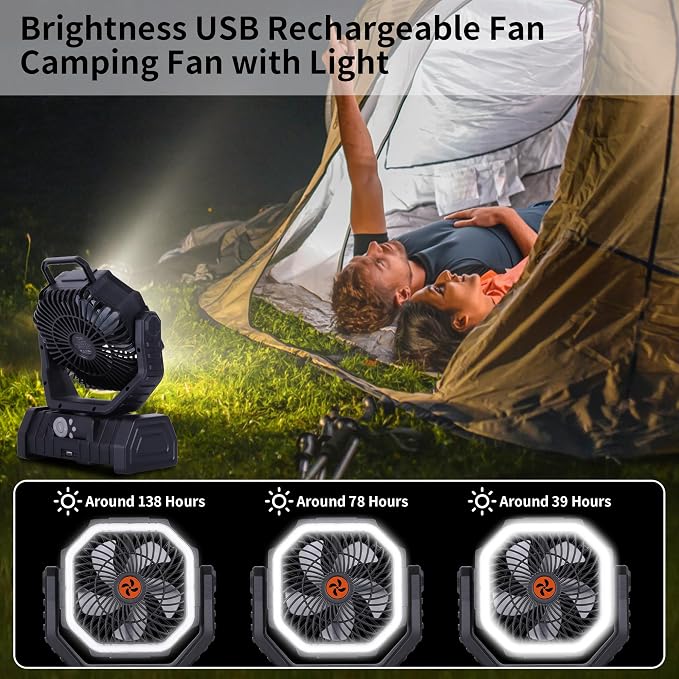  Rechargeable Fan Portable, Battery Powered Camping Fan - Image 5
