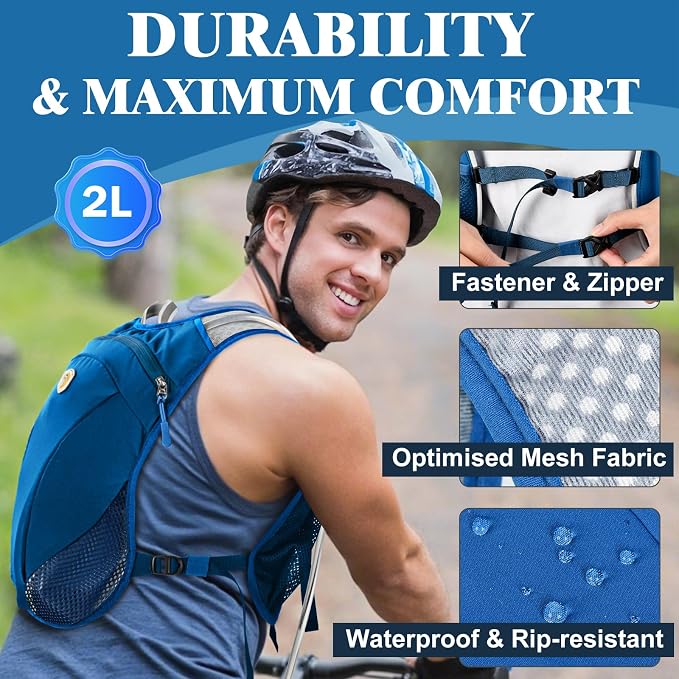 Hydration Backpack with 2L Water Bladder Bag, Lightweight and Breathable - Image 6