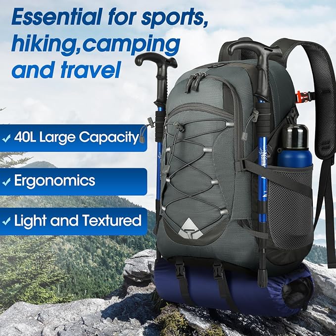 IGOLUMON Hiking Backpack 40L Packable Lightweight Camping Backpack Men Women - Image 7
