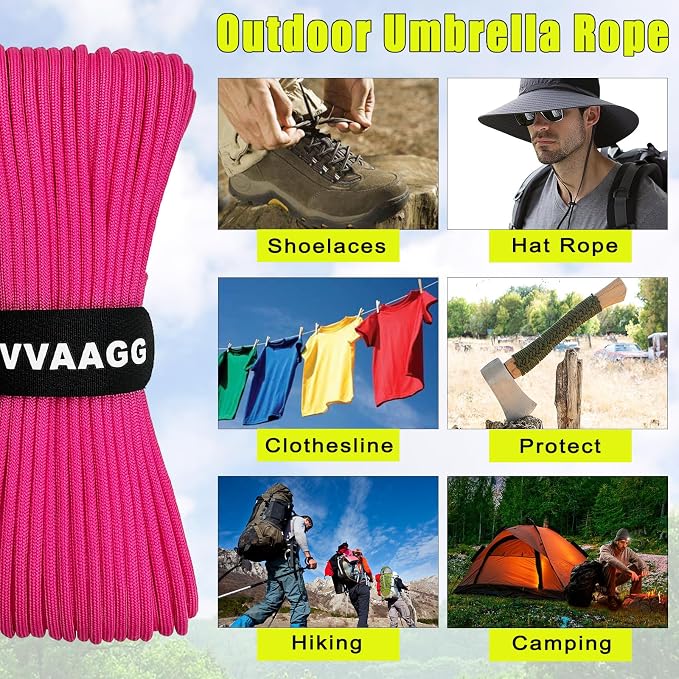 VVAAGG 1000 Pink Paracord 200FT Utility Parachute Cord 4mm Nylon String12 - Image 5