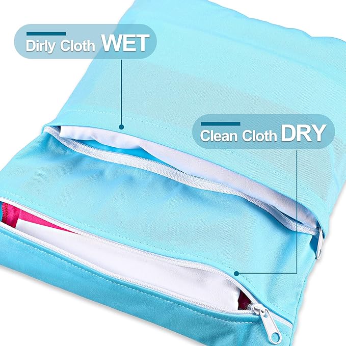 Woanger 10 Pack Wet Dry Bags for Baby Cloth Diapers Waterproof Reusable Travel - Image 3