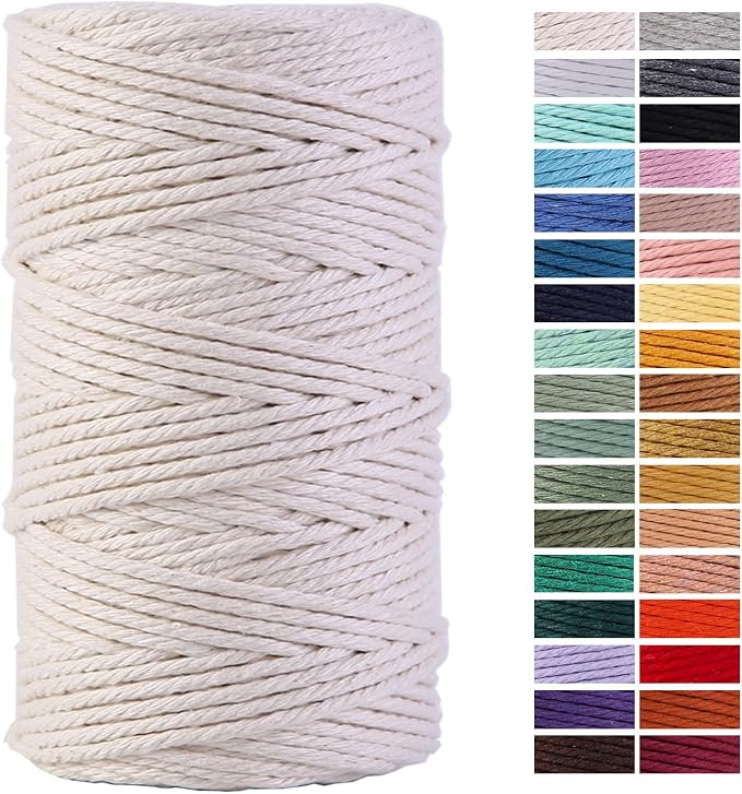 Macrame Cord 4mm x 109Yards 100% Natural Cotton Macrame Rope Cotton Cord by AestheticDesignforYou
