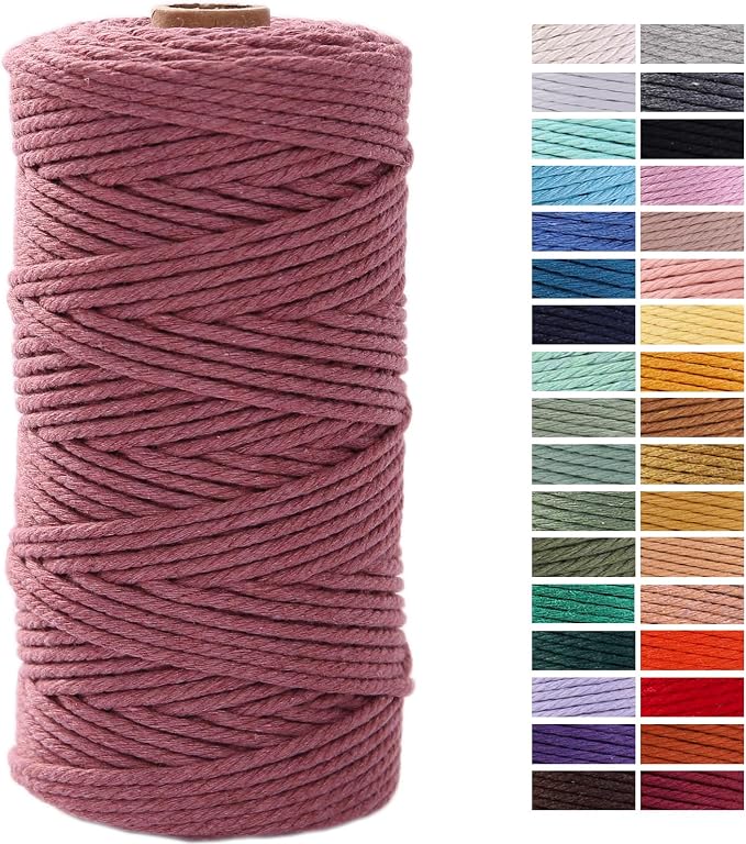 Vintage Pink Macrame Cord 3mm x 109Yards, Colored Cotton Rope Craft Cord by AestheticDesignforYou