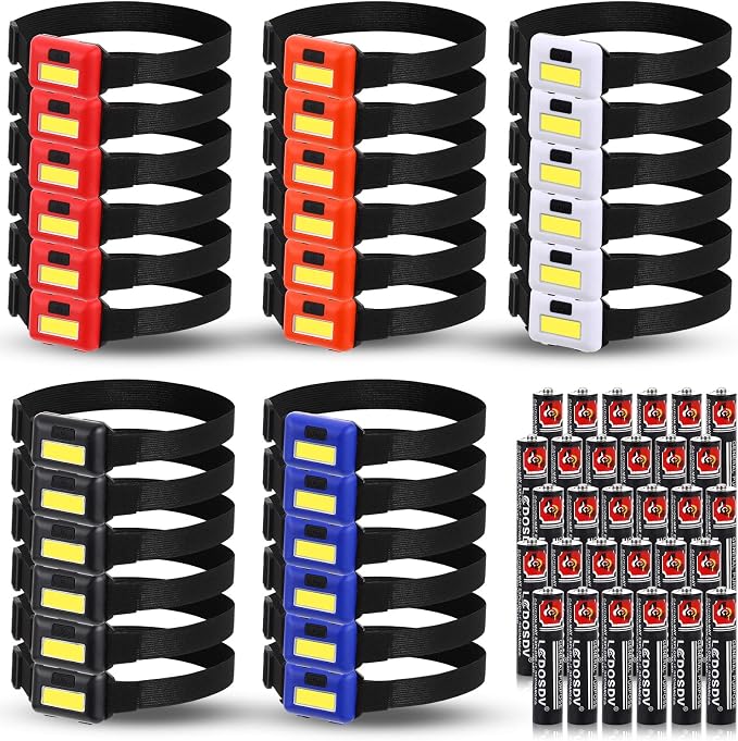 Treela 30 Pieces Led Headlamp Flashlight Outdoor Head Lamp Adjustable Headband by Treela