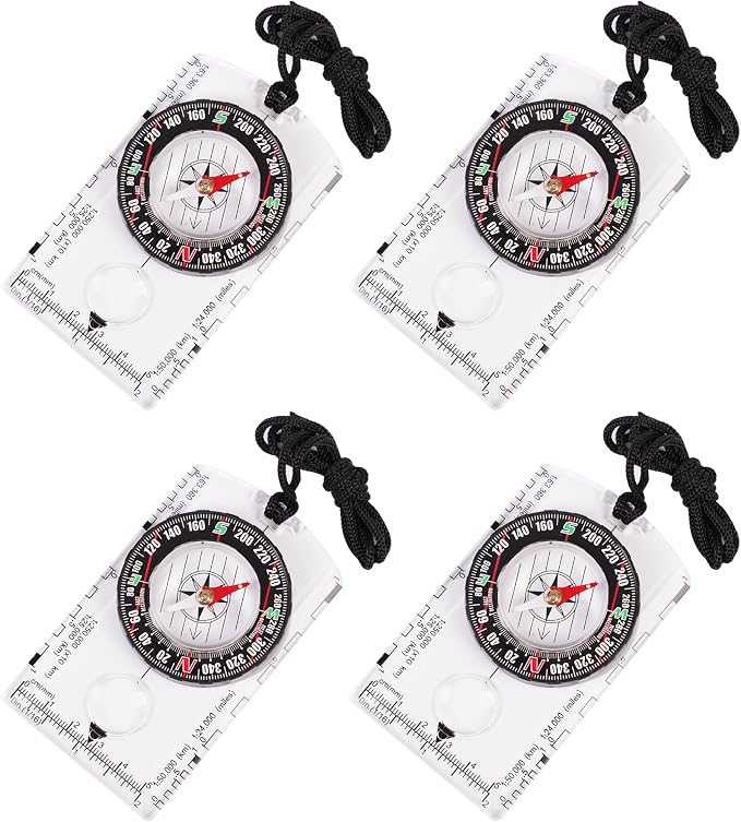 4 Pcs Outdoor Compass with Adjustable Declination, Scale. Multifunctional - Image 2