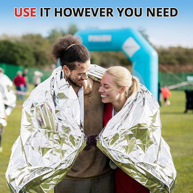 SecuCaptain Survival Emergency Thermal Blankets: 100 Pack Extra Large 84” x63” - Image 8