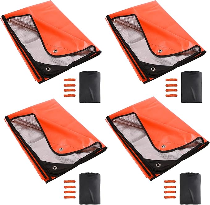 RedSwing 4 Pack Emergency Blankets, Waterproof Survival Thermal Tarp by RedSwing
