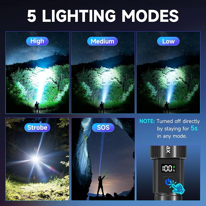 4Pack Rechargeable Flashlights High Lumens 10000LM, Super Bright Flashlight - Image 3