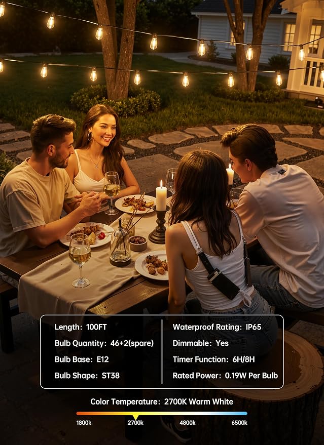 Minetom 100FT Outdoor String Lights - Image 7
