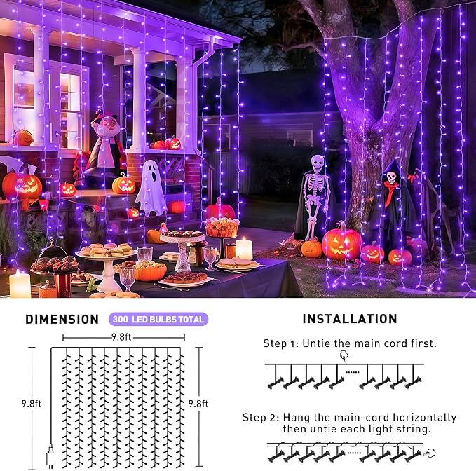 JMEXSUSS 300LED Purple Christmas Lights - Image 6