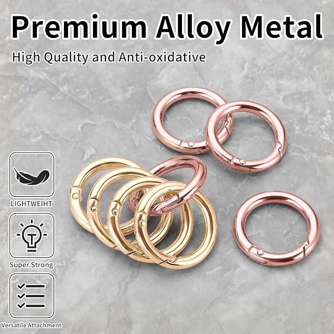 Gkeygo Key Ring Clip, 4/5 Inch Keychain Rings, 8 Pack Round Carabiner Clip - Image 2