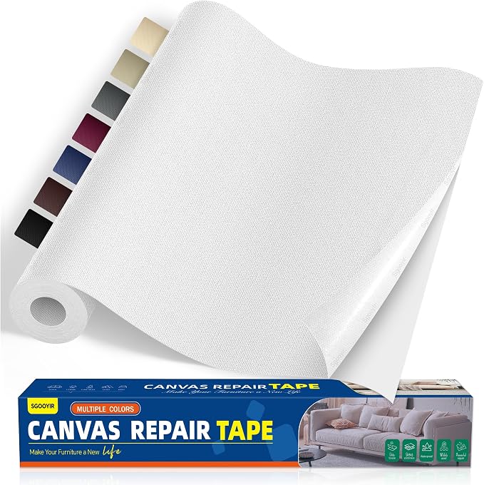 Self-Adhesive Canvas Repair Tape, Fabric Patch Repairs Kit by Sgooyir
