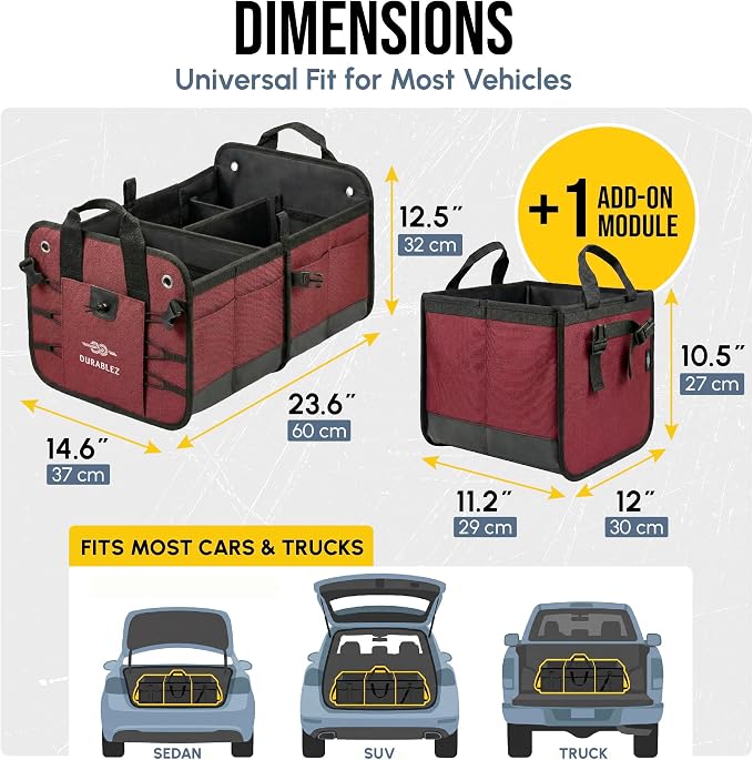 XL Trunk Organizer 3-Section for SUV, Van – Modular L-Shape Car Storage Box - Image 2