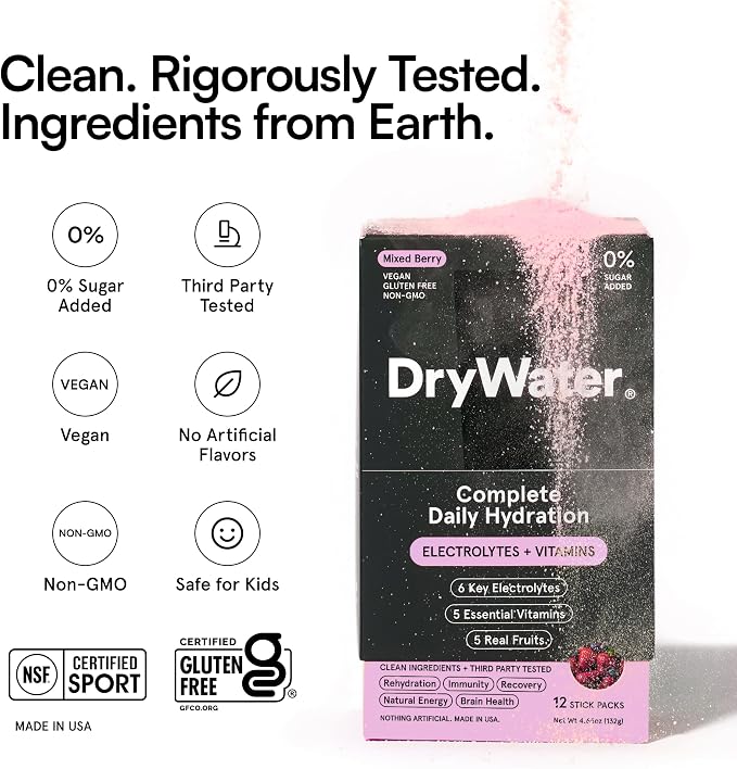 DryWater Electrolyte Powder Packets, Mixed Berry - Image 9