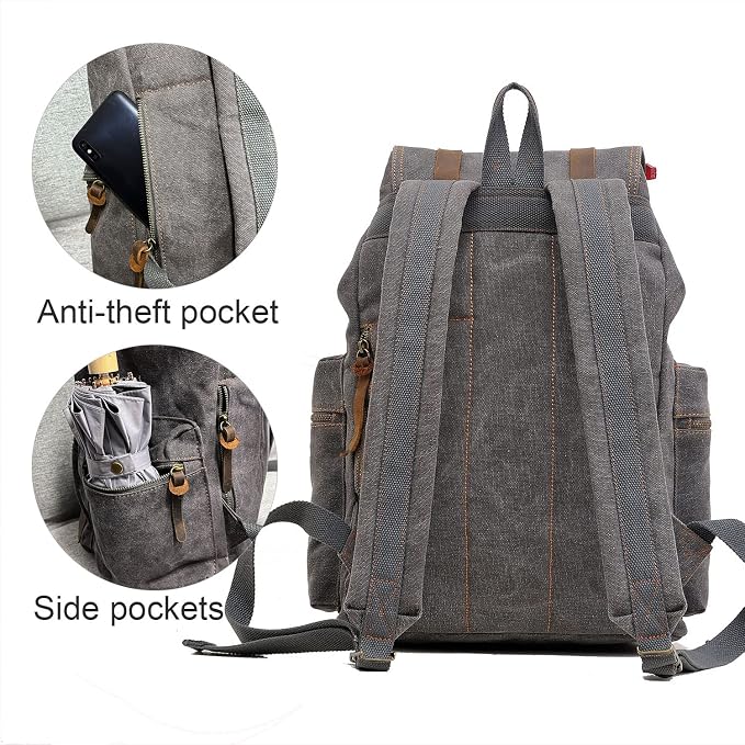 AUGUR High Capacity Canvas Vintage Backpack - Image 7