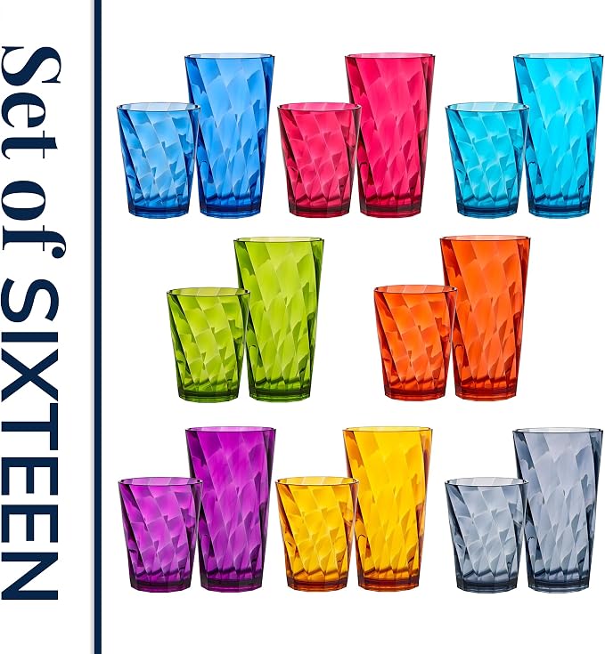 US Acrylic Optix Plastic Reusable Drinking Glasses 14oz Rocks & 20oz Water Cups - Image 8