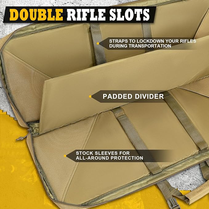 DULCE DOM 36 42 48 Inch Double Rifle Case, Tactical Soft Padded Backpack - Image 2