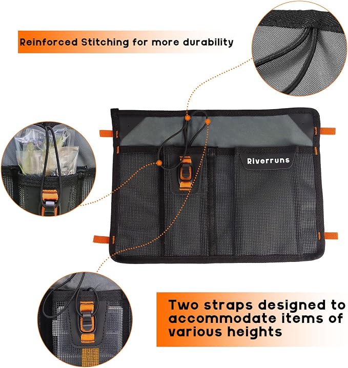 5001 Mesh Storage Kayak Storage Comparments Attaches to Kayak Seat or T-Track - Image 2