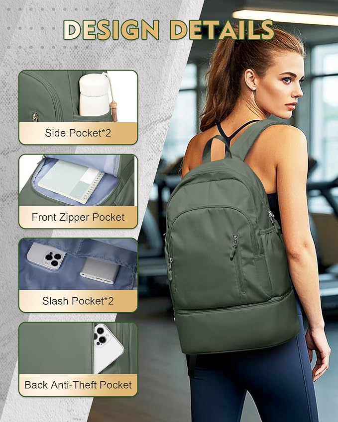 Gym Backpack for Women Men, Lightweight Gym Bag - Image 4