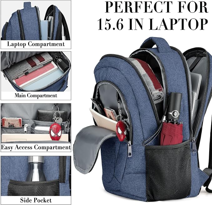 BIKROD Backpack for Woman and Men, Travel Laptop Backpack, Waterproof College - Image 3
