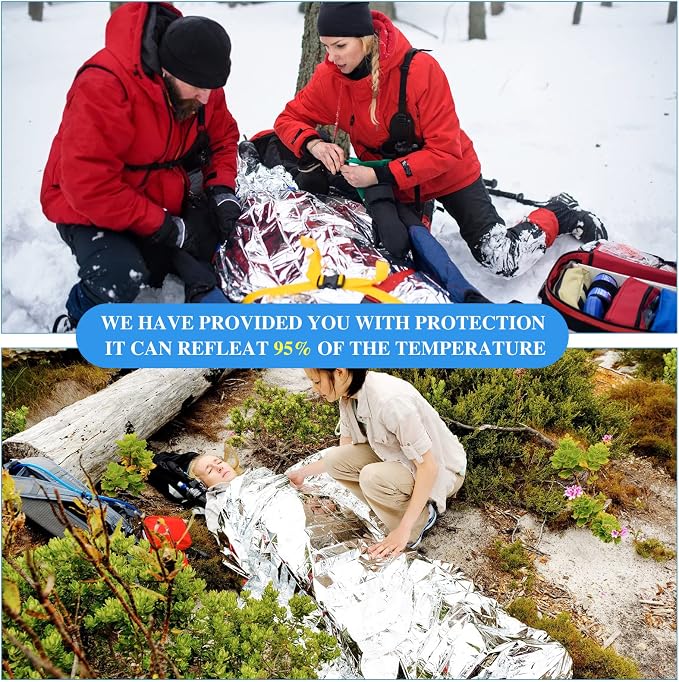 Macarrie 75 Pack Emergency Foil Thermal Blankets Silver Foil Survival Space - Image 5