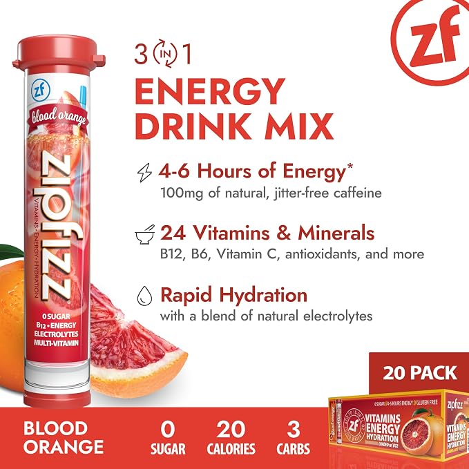 Zipfizz Daily Energy Drink Powder, Blood Orange, 20 Pack | 3-in-1 Sustained - Image 4